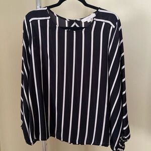 LOFT black long sleeve striped blouse